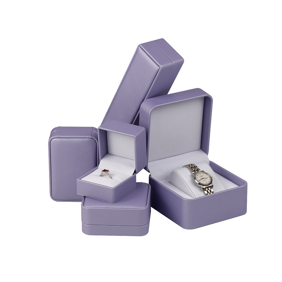 Custom Logo Jewelry Leather Packaging Box Purple Color