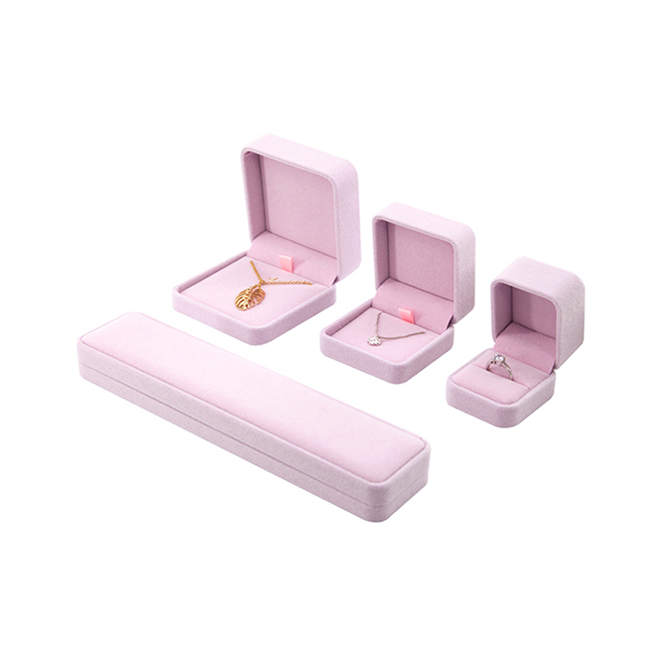 Wholesale factory pink velvet jewelry box custom logo
