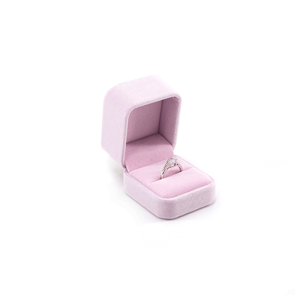 Wholesale factory pink velvet jewelry box custom logo