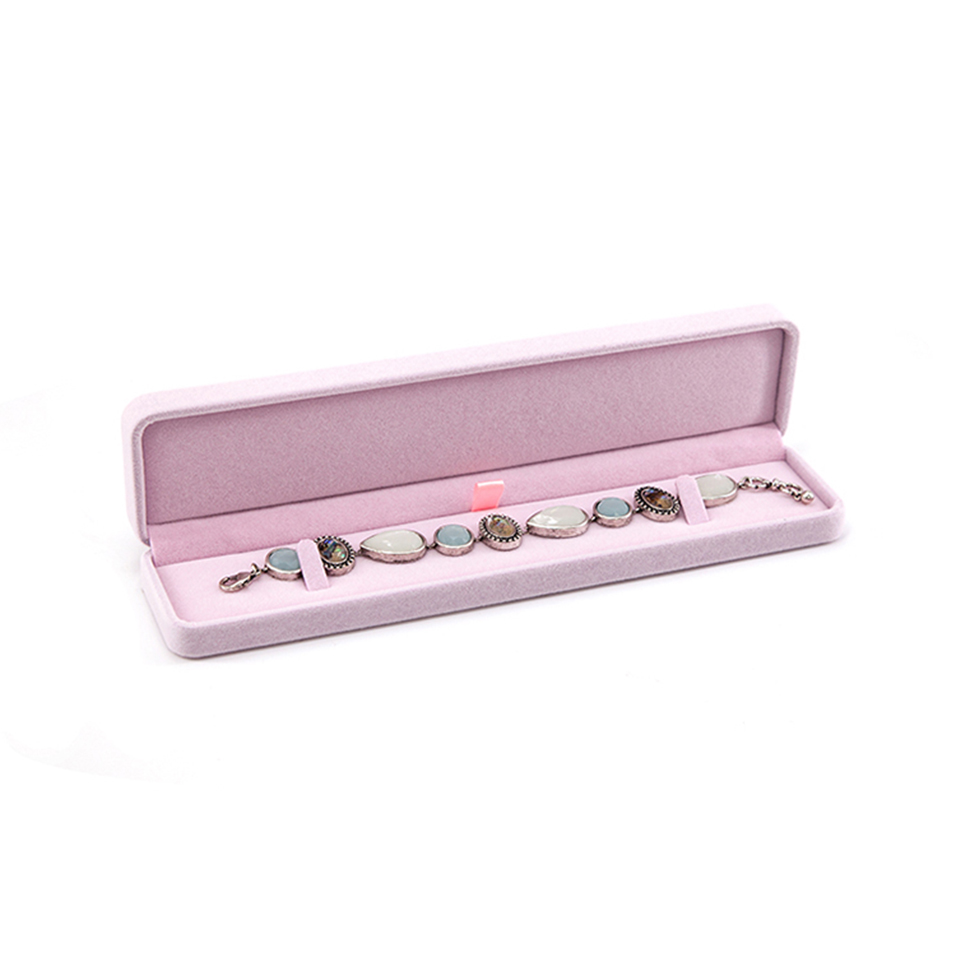 Wholesale factory pink velvet jewelry box custom logo