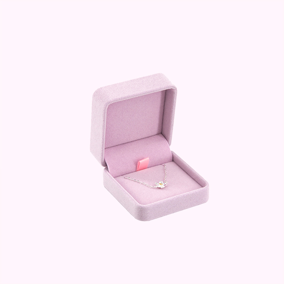 Wholesale factory pink velvet jewelry box custom logo