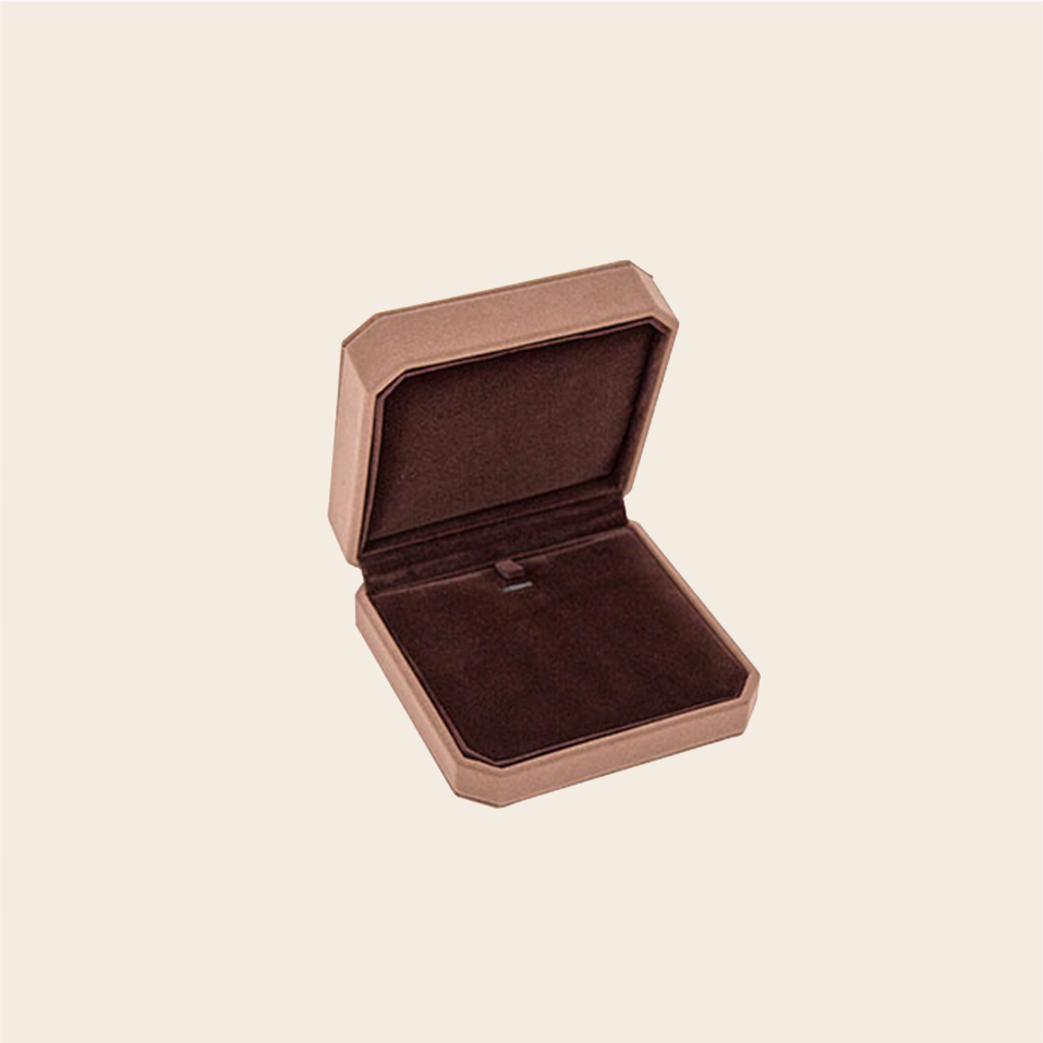 Luxury Brown Velvet Eight Corners Jewelry Box