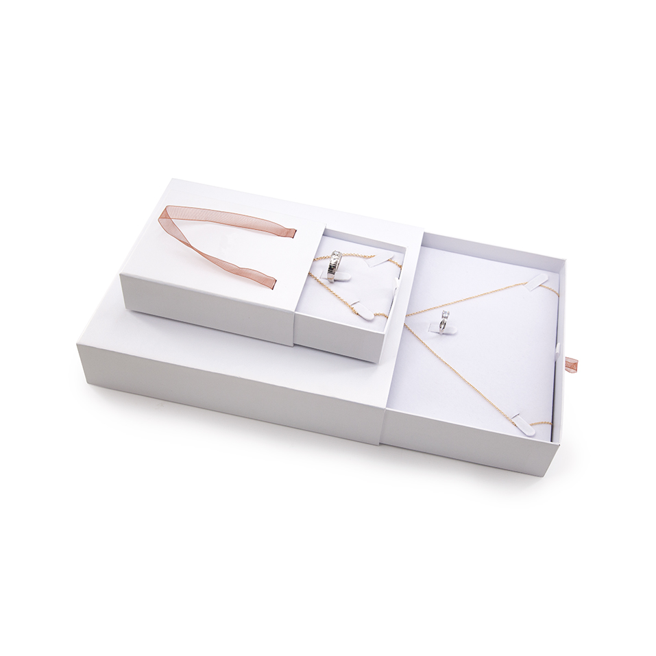 White Large Jewellery Storage Ribbon Box For Set
