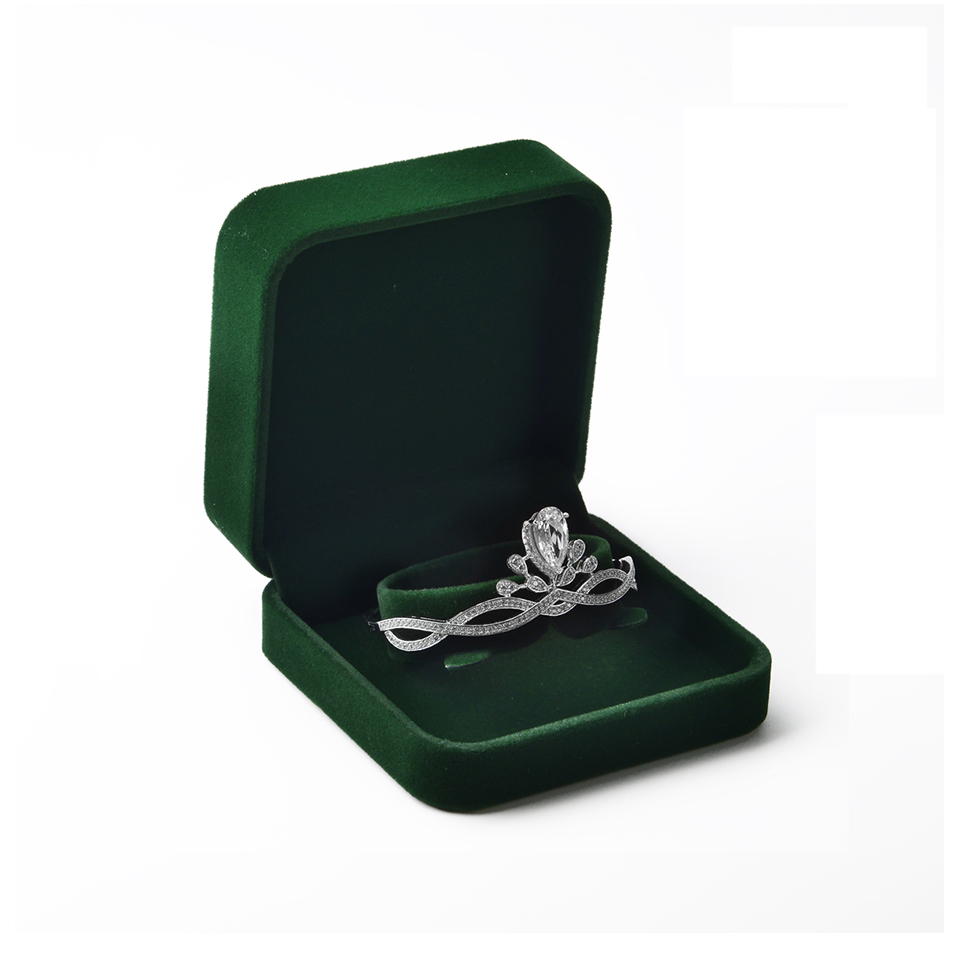 Factory Green Velvet Jewelry Ring Pendant Bangle Bracelet Earring Box Wholesale