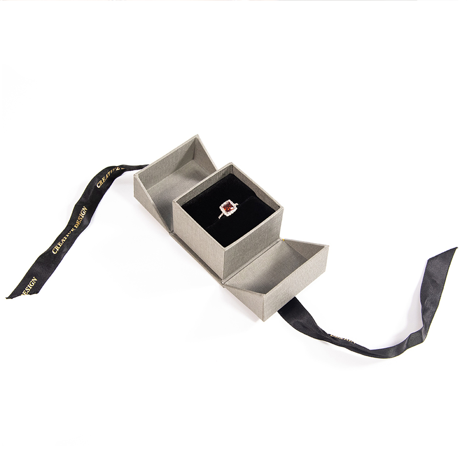 Custom grey paper jewellery ring pendant box packaging wholesale