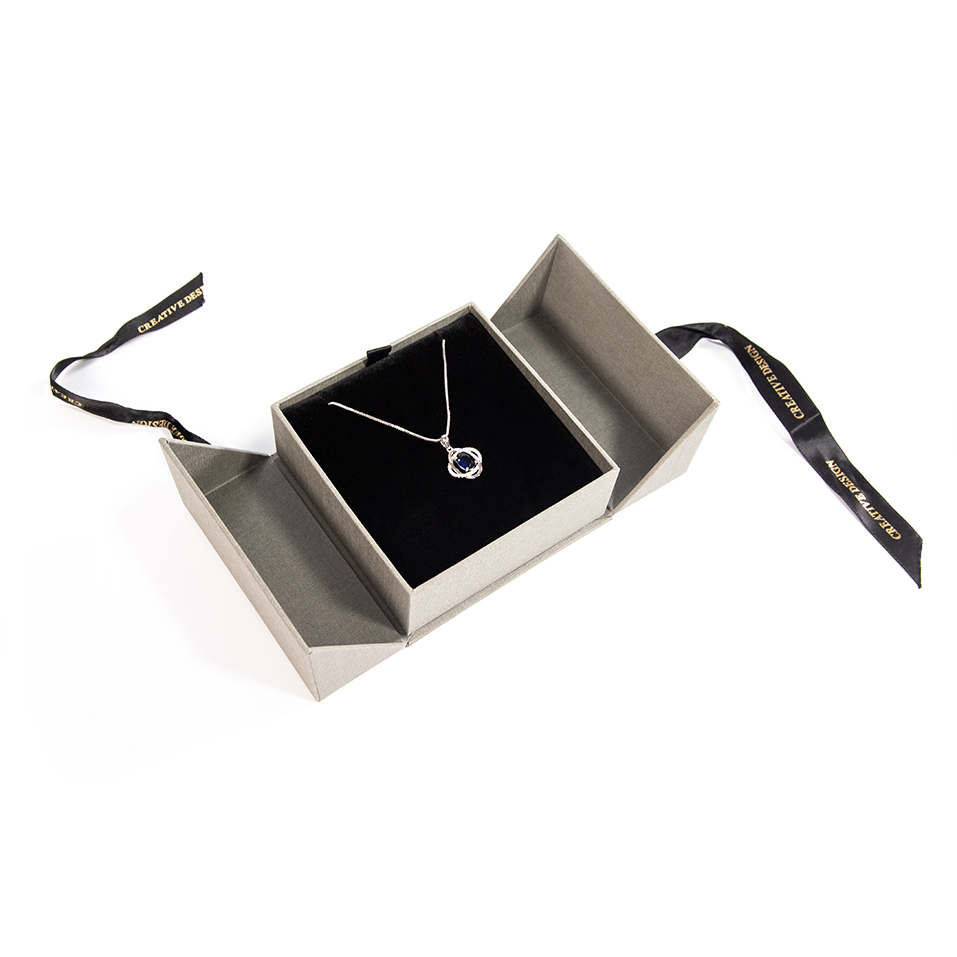 Custom grey paper jewellery ring pendant box packaging wholesale