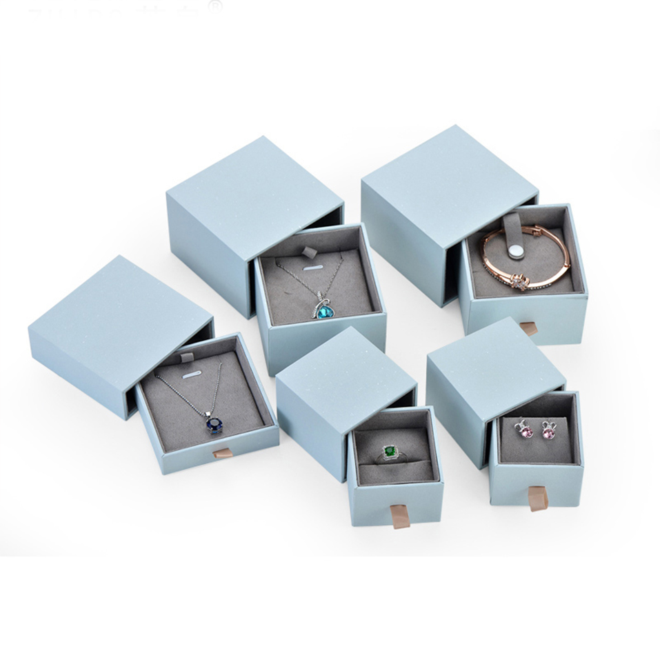 Personalised wholesale factory jewellery ring earring pendant necklace bangle box organizer with gray velvet